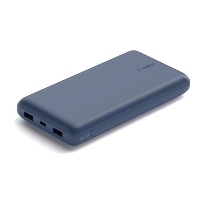 Belkin Power Bank 20000 mAh, Cargador Portátil de Alta Capacidad con Carga Rápida, 2 Puertos USB-A + 1 USB-C, Color Azul, Ideal para Smartphones y Tablets 1