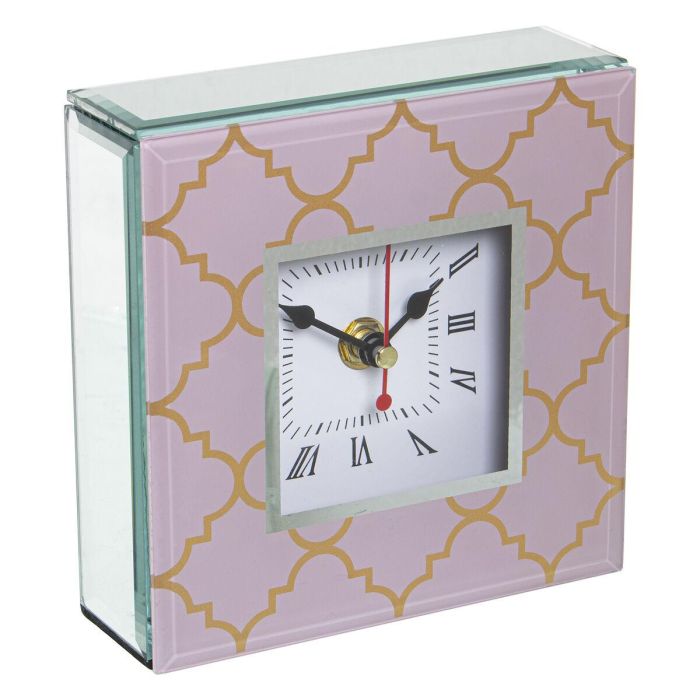 Reloj de Mesa Alexandra House Living Rosa Cristal 14 x 14 x 4 cm