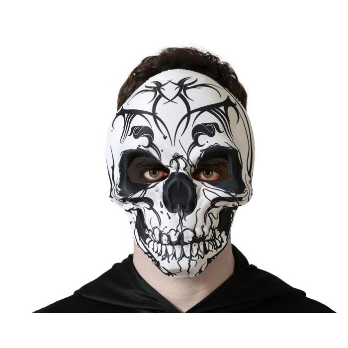 Máscara Calavera Esqueleto Tribal Blanca y Negra de EVA para Halloween y Cosplay Aterrador