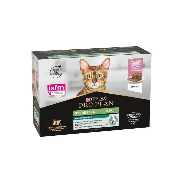 Purina Pro Plan Feline Multi Lata Esterilizado Salmon Atun 12x85 gr Purina Pro Plan Feline Multi Lata Esterilizado Salmon Atun 12x85 gr