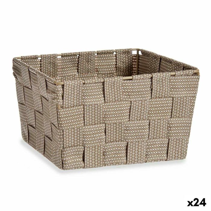 Cesta Kipit A3-6878 Marrón Tela 15 x 11 x 20 cm Trenzada (24 Unidades)