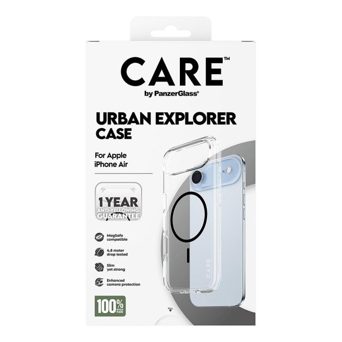 PanzerGlass CARE - Funda Transparente con Soporte MagSafe Negro para iPhone Air | Resistente a Golpes y Rayones | Protección Antiamarilleamiento | Material 100% Reciclado 2