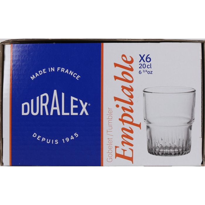 Duralex Set de 6 Vasos Transparentes Apilables 20 cl (12 Cajas) 2