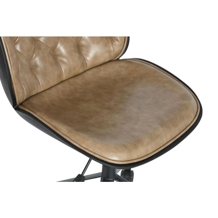 DKD Home Decor Silla Vintage con Ruedas y Asiento Regulable de 47 a 53cm, Marrón Claro y Negro, Fabricada en PP y Metal, Desmontable 1