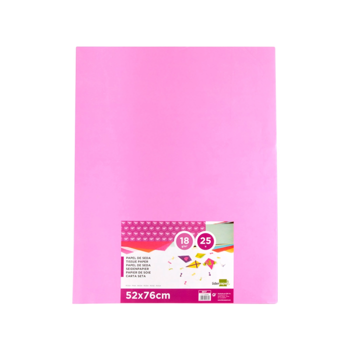 Liderpapel Papel de seda rosa 52x76 cm 18 gr paquete de 25 hojas para manualidades y decoración 1