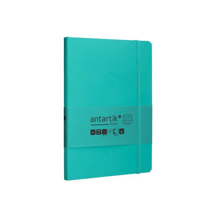 Cuaderno Con Gomilla Antartik Notes Tapa Blanda A5 Hojas Cuadricula Turquesa 80 Hojas 80 gr Fsc 4