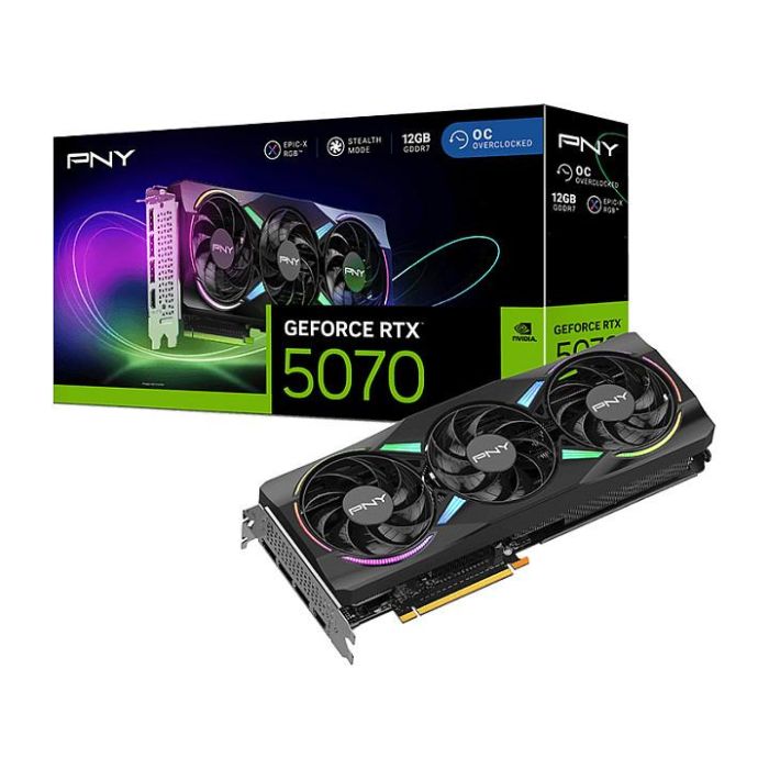 PNY GeForce RTX 5070 12GB GDDR7 VERTO ARGB OC Triple Fan Tarjeta Gráfica 4