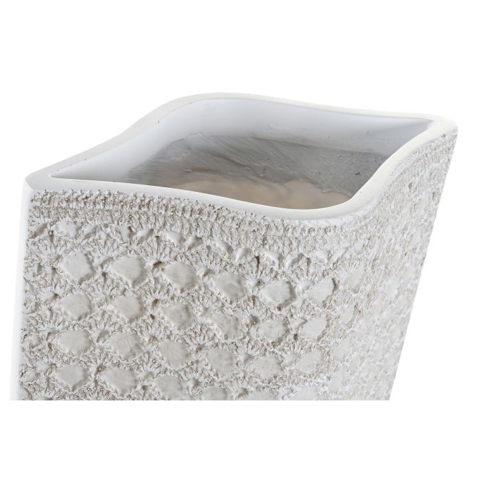 DKD Home Decor Jarrón Decorativo Moderno Isara de Resina Blanca - Ideal para Suelo o Mesa - 58 cm Alto, 12 cm Largo, 20 cm Ancho