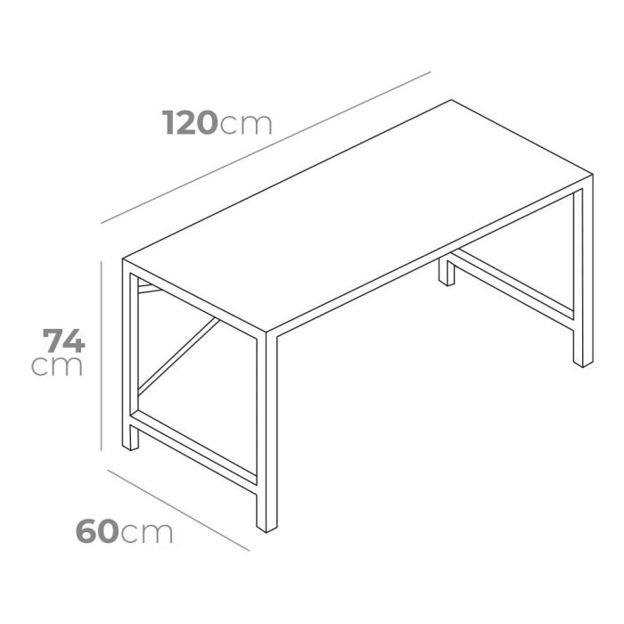 Edm Escritorio de madera 120x60x74 cm con estructura de metal negra 1