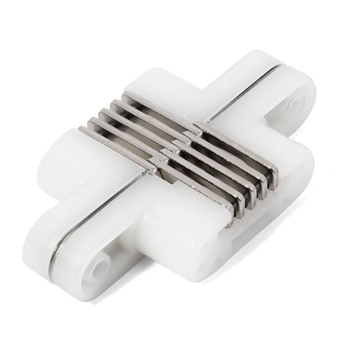 CEAM Bisagra Invisible 499 64,5X12,5 Niquel 5Kgs/2Bis. Hierro Niquelado-Nylon Blanco