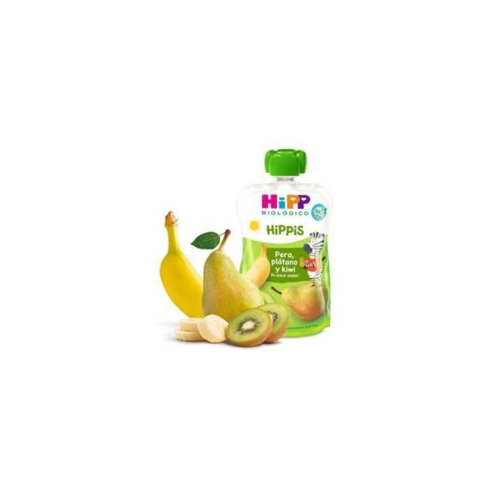 HIPP Pouches de Kiwi, Pera y Plátano Bebibles 100g Bio para Bebés +6 Meses, Sin Azúcar Añadido