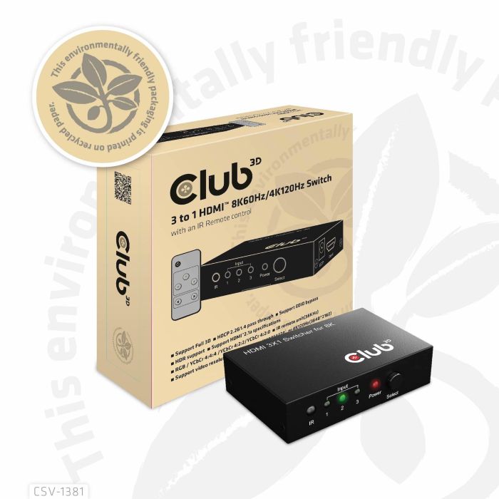Club3D Switchbox HDMI 3 Entradas a 1 Salida 8K60Hz UHD 7 Club3D Switchbox HDMI 3 Entradas a 1 Salida 8K60Hz UHD 7