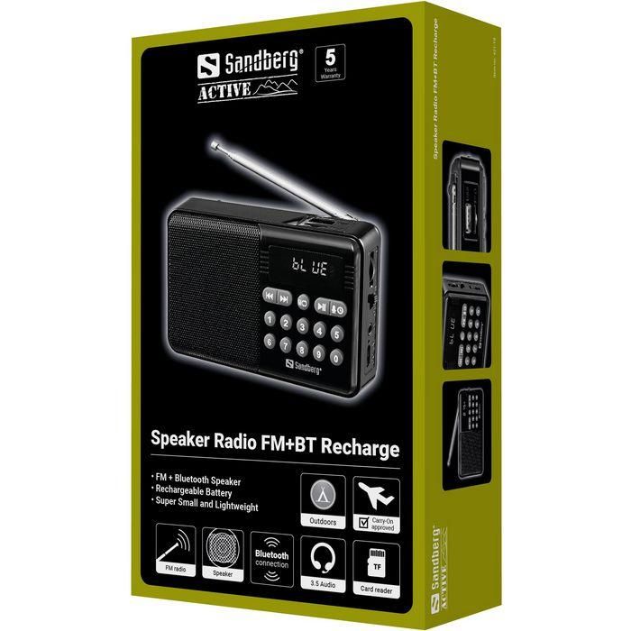 Sandberg Speaker Radio FM+BT Recharge 4