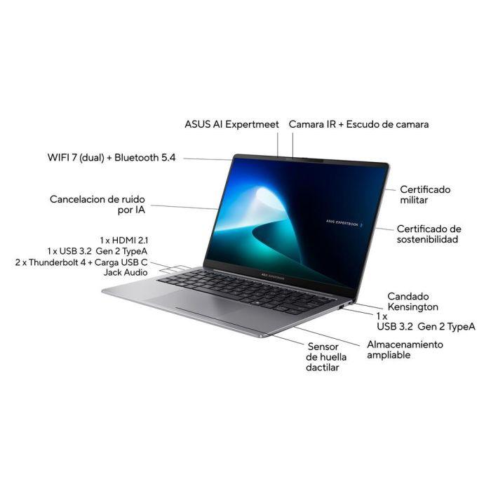 Asuspro Portátil ExpertBook P5 P5405CSA-NZ0341X, Intel Core Ultra 7 258V, 32GB RAM, SSD 1TB, Pantalla 14" WQXGA 144Hz 2 Asuspro Portátil ExpertBook P5 P5405CSA-NZ0341X, Intel Core Ultra 7 258V, 32GB RAM, SSD 1TB, Pantalla 14" WQXGA 144Hz 2