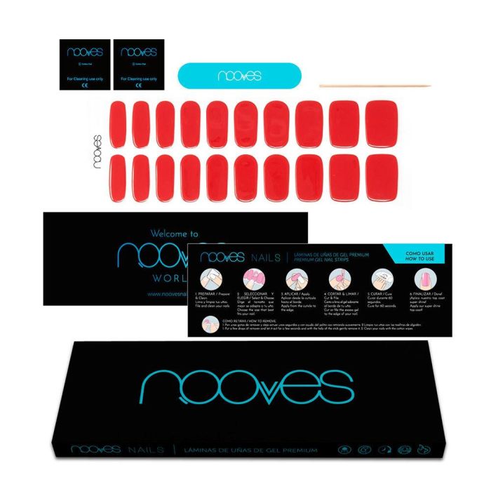 Uñas Postizas Nooves Crimson red Gel Autoadhesivas 20 Piezas