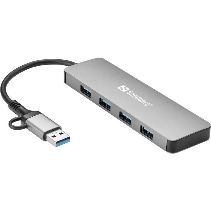 Sandberg Hub de Aluminio Compacto que Amplía 4 Puertos USB 3.0 para Ordenadores USB-C y USB-A, Plug & Play 1 Sandberg Hub de Aluminio Compacto que Amplía 4 Puertos USB 3.0 para Ordenadores USB-C y USB-A, Plug & Play 1
