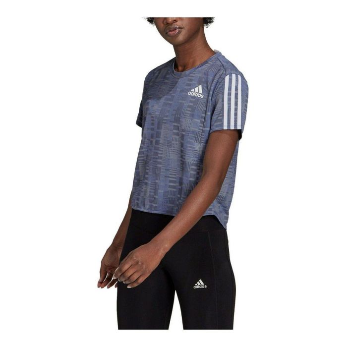 Camiseta de Manga Corta Mujer Adidas Own The Run Azul Acero 2 Camiseta de Manga Corta Mujer Adidas Own The Run Azul Acero 2