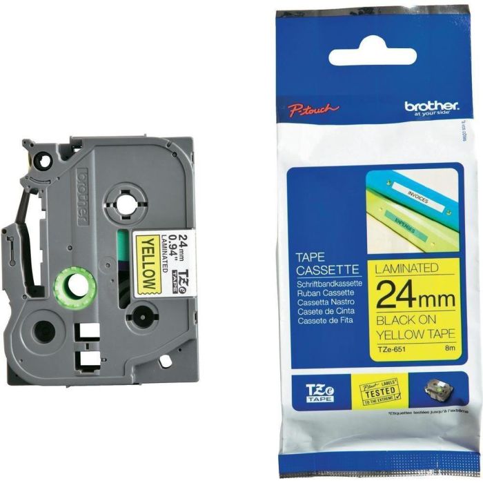 BROTHER Cinta laminada amarillo/negro 24mm