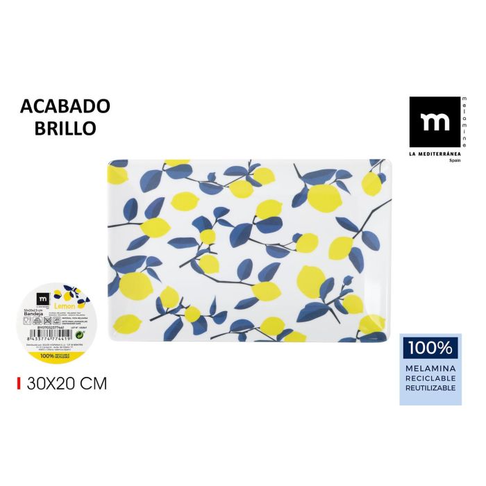 Bandeja Melamina Brillo Lemon 30x20x2.5 cm La Mediterranea (12 Unidades) Bandeja Melamina Brillo Lemon 30x20x2.5 cm La Mediterranea (12 Unidades)