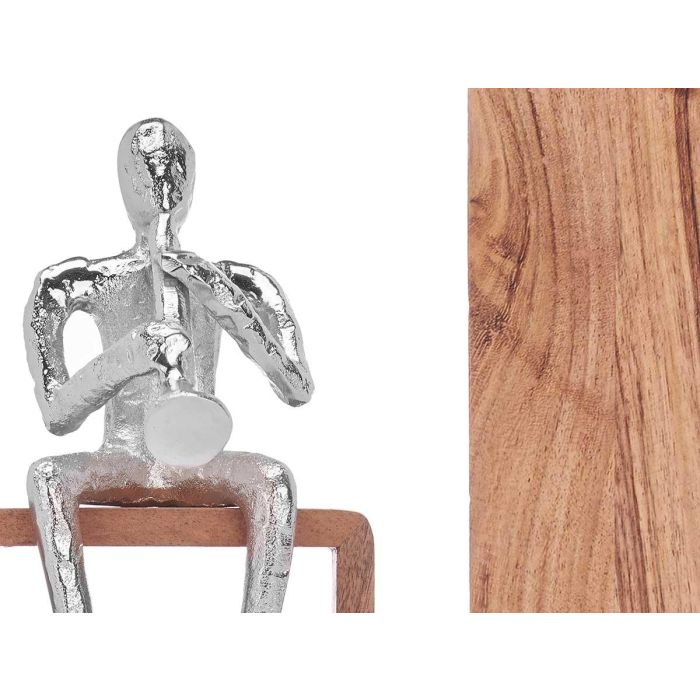 Figura Metal Saxofon Plata Con Soporte Madera Giftdecor 13X27CM (6 Unidades) 2 Figura Metal Saxofon Plata Con Soporte Madera Giftdecor 13X27CM (6 Unidades) 2