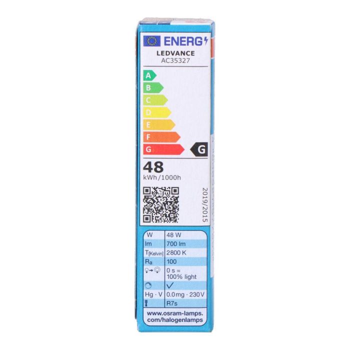 Osram Haloline Pro Bombilla Halógena Lineal 48W (Equiv. 60W) Luz Cálida 700lm R7s 78mm Regulable 220-240V 2 Osram Haloline Pro Bombilla Halógena Lineal 48W (Equiv. 60W) Luz Cálida 700lm R7s 78mm Regulable 220-240V 2