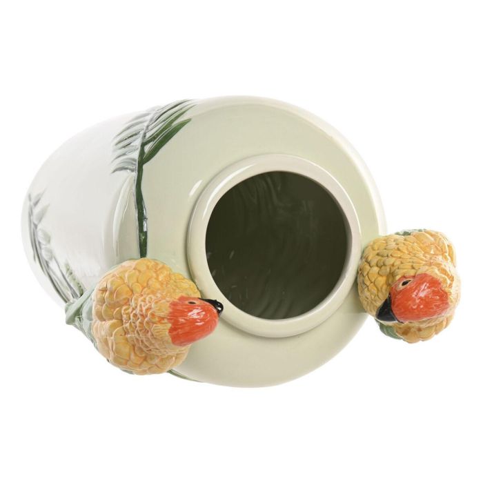 DKD Home Decor Jarrón Tropical Verde Amarillo Cerámica Loros 21 x 24 x 21 cm 2