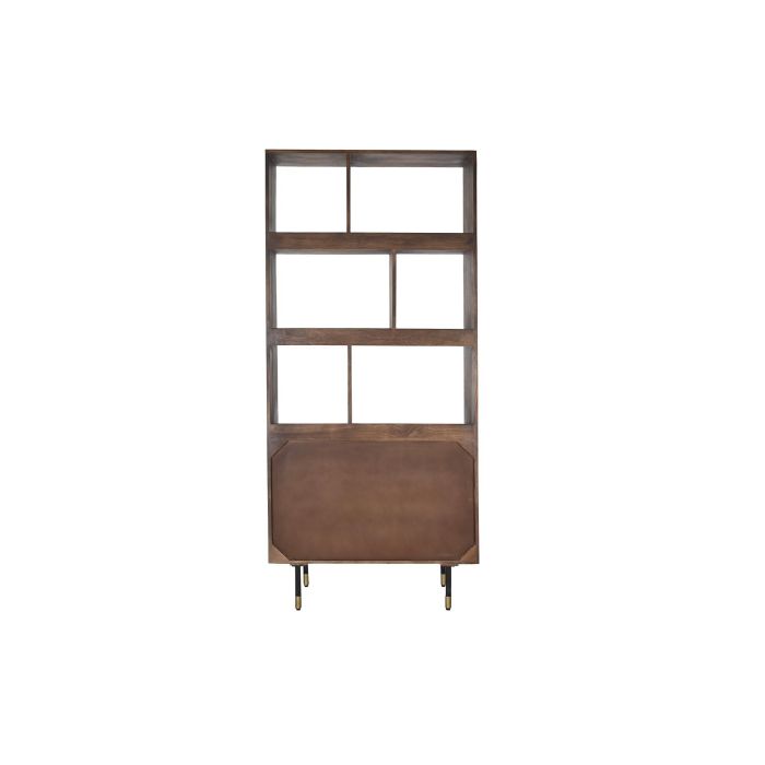 DKD Home Decor Estantería Moderno Marrón Oscuro Dorado, Metal y Madera Mango, 90x35x200cm, con 2 Puertas y 4 Estantes 5 DKD Home Decor Estantería Moderno Marrón Oscuro Dorado, Metal y Madera Mango, 90x35x200cm, con 2 Puertas y 4 Estantes 5