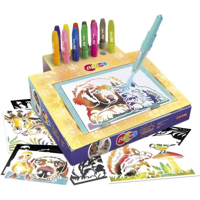 Lansay LAN3181860234303 Juego de Colorear Blopens Animals con 16 Plantillas, Lavable - A Partir de 5 Años 1