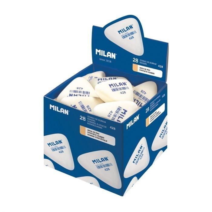 Milan Goma 428 Miga de Pan Triangular Gruesa Blanco Caja 28 Ud