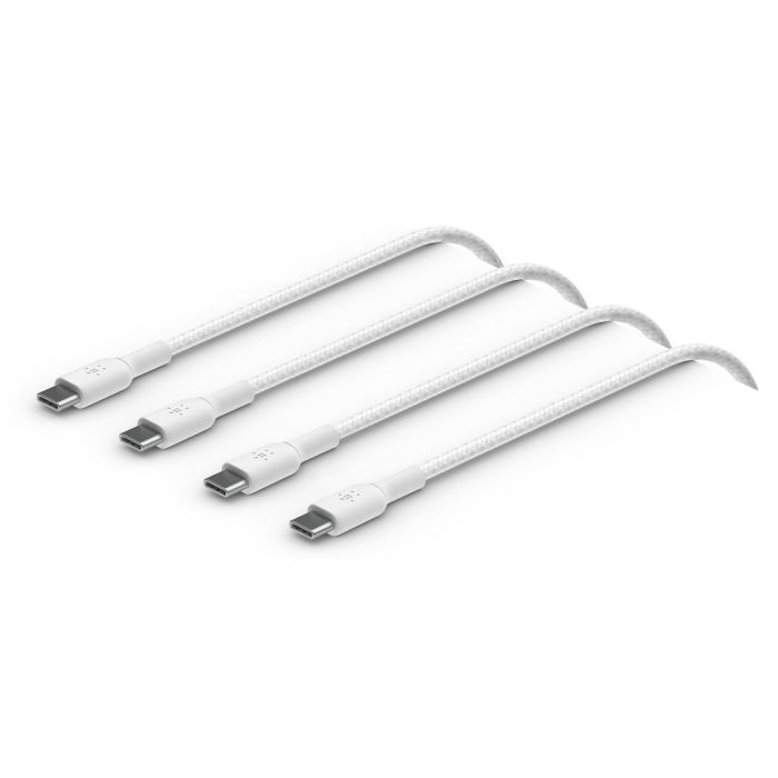 Belkin Cable USB-C a USB-C 2.0 Trenzado, 1m, Blanco, Doble Pack 1