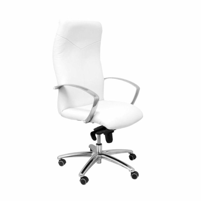 Piqueras y Crespo Sillón Caudete Giratorio Basculante, Tapizado Similpiel Blanco, Brazos Fijos de Aluminio Piqueras y Crespo Sillón Caudete Giratorio Basculante, Tapizado Similpiel Blanco, Brazos Fijos de Aluminio
