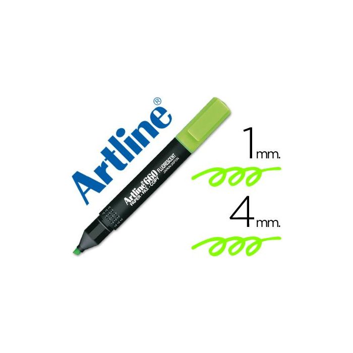 Rotulador Artline Fluorescente Ek-660 Verde Punta Biselada 12 unidades