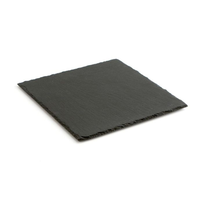 Quid Bandeja de Pizarra para Curados Gastro Fun 30x30 cm Negra Acabado Rugoso Apilable 100% Higiénica y Fácil de Limpiar (12 Unidades)