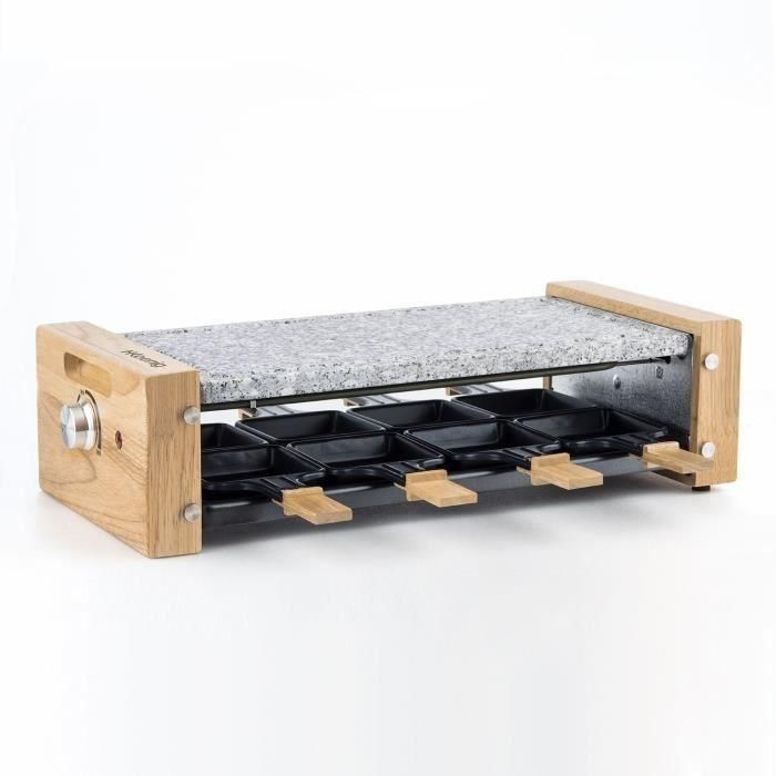 Raclette/grill HKoeNIG - 8 personas - Diseño de madera - Superficie de cocción 38x19,5 cm - Potencia 1200W 1