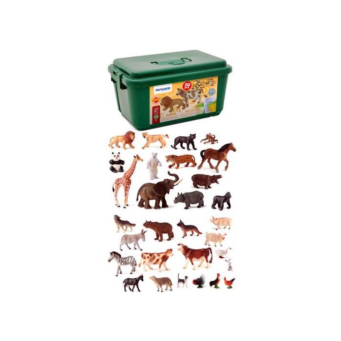 Miniland Juego Animales Granja y Selva 30 Figuras 25140 1