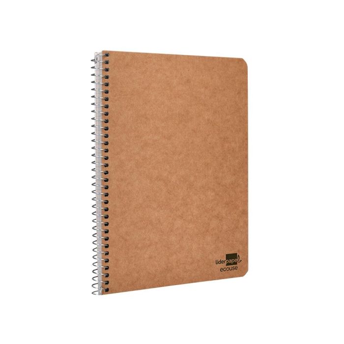 Cuaderno Espiral Liderpapel Cuarto Ecouse Tapa Cartulina Kraft 80H Papel Reciclado 80 grcuadro 4 mm 5 unidades 4