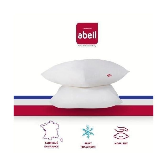 Abeil Aerelle Cool Night - Juego de 2 Almohadas Blancas 60x60 cm para un Descanso Fresco y Seguro (Certificado Oeko-Tex)