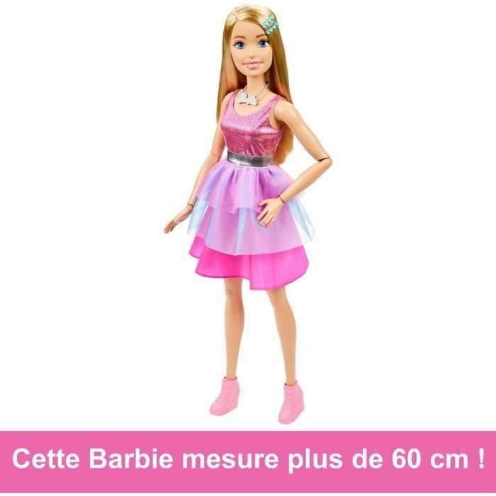 Barbie Muñeca rubia muy grande 71 cm, vestido rosa iridiscente, Barbie Fashionista desde 3 años, HJY02 3