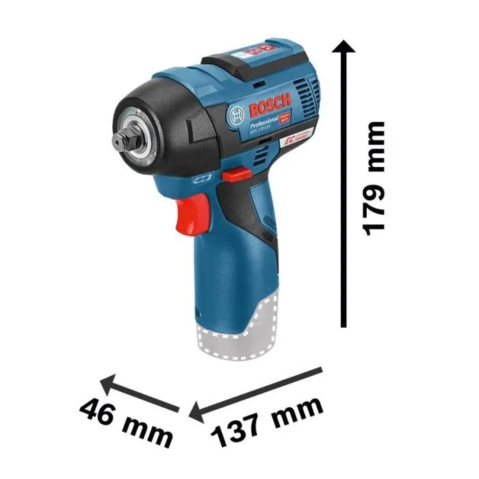 Bosch Professional 06019E0103 Llave de impacto GDS 12V-115 + 2 Baterías 3.0Ah + L-BOXX 2