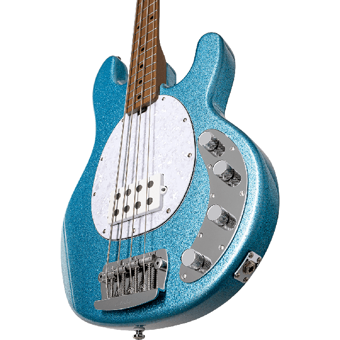 Sterling Ray34 Rm/M Bajo Eléctrico StingRay Blue Sparkle con Mástil de Arce y Pastillas Alnico Humbucking
