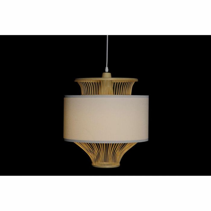 DKD Home Decor Lámpara de Techo Balines de Bambú y Poliéster Blanco Natural 40x40x52cm con Casquillo E27 50W 3 DKD Home Decor Lámpara de Techo Balines de Bambú y Poliéster Blanco Natural 40x40x52cm con Casquillo E27 50W 3