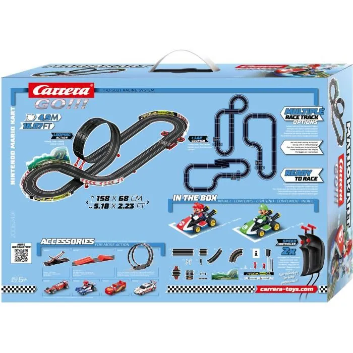 Carrera GO!!! Sets Mario Kart 8 Set de Pistas y Vehículo Plástico PU Negro Rojo Verde para Niños 6 Años Escala 1:43 4,9 m 3