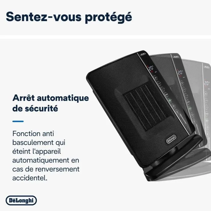 DELONGHI Soplador de cerámica DCH7993ER.BC - 2400W - Negro y cromo 4