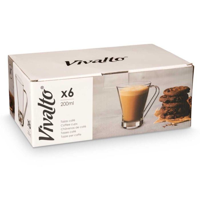 Taza Vidrio Con Asa Metal 200 Ml Cafe Con Leche Vivalto 11X9CM (72 Unidades) 2 Taza Vidrio Con Asa Metal 200 Ml Cafe Con Leche Vivalto 11X9CM (72 Unidades) 2