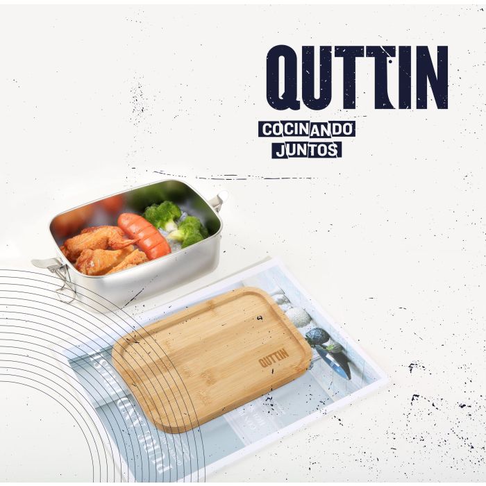 Quttin Fiambrera acero inoxidable con tapa de bambú rectangular 1500 ml - 20.5 cm x 15 cm x 7.7 cm (6 Unidades) 9 Quttin Fiambrera acero inoxidable con tapa de bambú rectangular 1500 ml - 20.5 cm x 15 cm x 7.7 cm (6 Unidades) 9