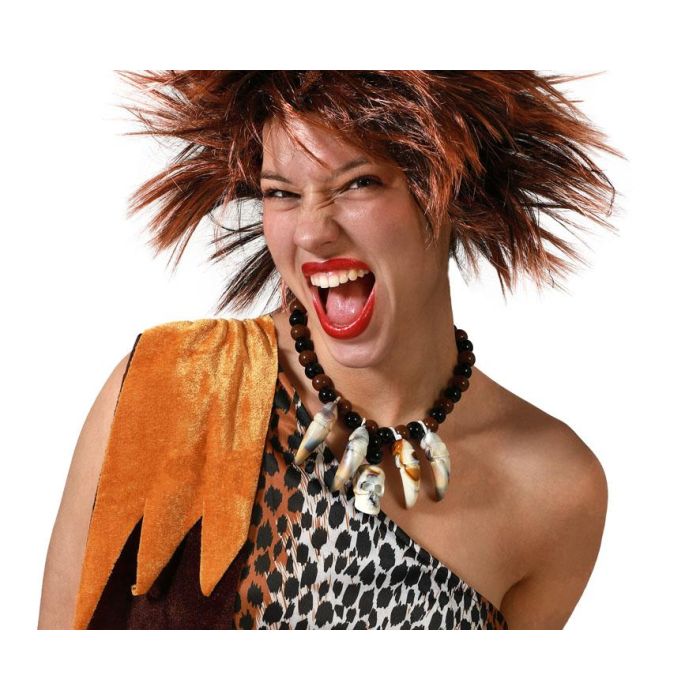 Collar Dientes Cavernícola Mujer Adulto con Colmillos y Calaveras, Accesorio Disfraz Bárbaro Tribal 0 Collar Dientes Cavernícola Mujer Adulto con Colmillos y Calaveras, Accesorio Disfraz Bárbaro Tribal 0