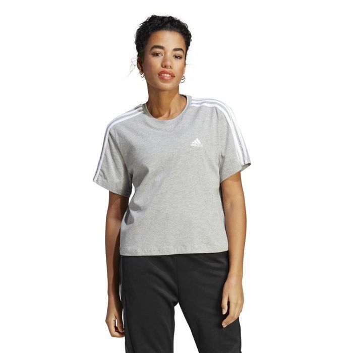 Camiseta de Manga Corta Mujer Adidas 3S Cropped Top Gris claro (XS) 3 Camiseta de Manga Corta Mujer Adidas 3S Cropped Top Gris claro (XS) 3