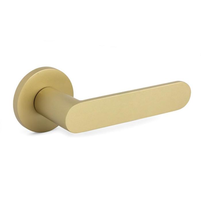 Jandel 1320 Juego de Manivelas Modelo Shape Aluminio con Roseta Ø50mm, Perfil Ultrafino 5mm, Acabado Latón Mate para Puertas 1 Jandel 1320 Juego de Manivelas Modelo Shape Aluminio con Roseta Ø50mm, Perfil Ultrafino 5mm, Acabado Latón Mate para Puertas 1