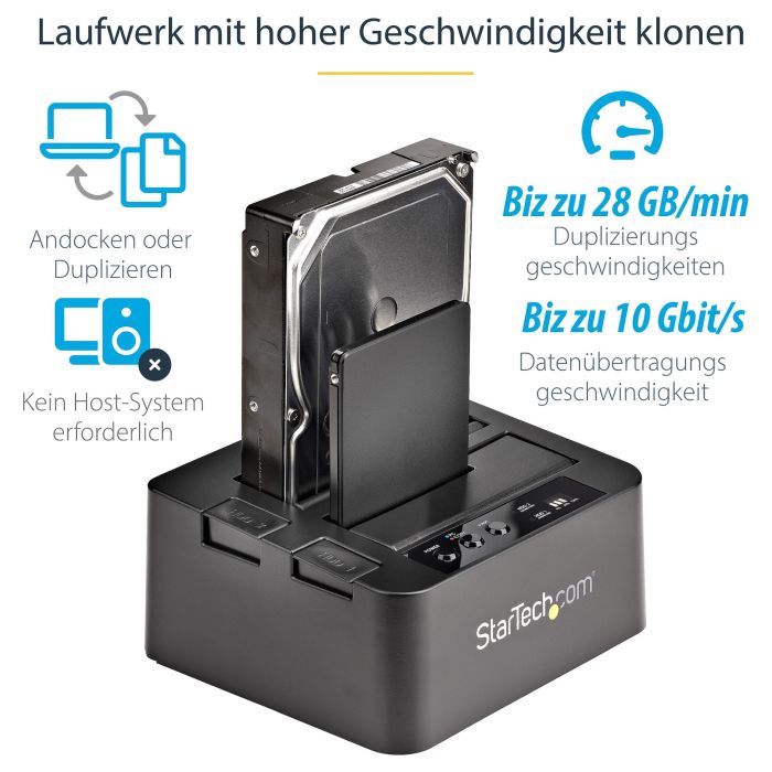 StarTech Duplicador Clonador Autónomo de Discos Duros o SSD SATA 2 Bahías USB 3.1 10Gbps Negro StarTech Duplicador Clonador Autónomo de Discos Duros o SSD SATA 2 Bahías USB 3.1 10Gbps Negro