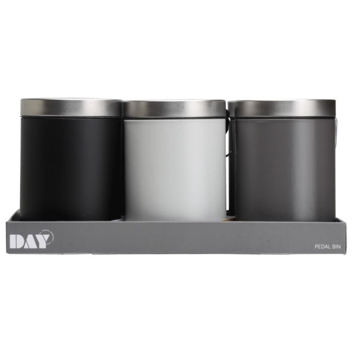 Day Cubo 3 L Surtido con Pedal de Acero Inoxidable, Cubo Interno Extraíble, Gris Oscuro, Gris Claro, Negro 1